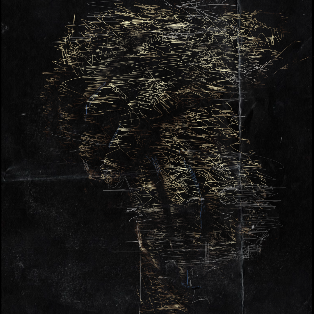Figure in Gold Thread, 2026. Mixed media, Mixed media, 100 × 100 cm.
