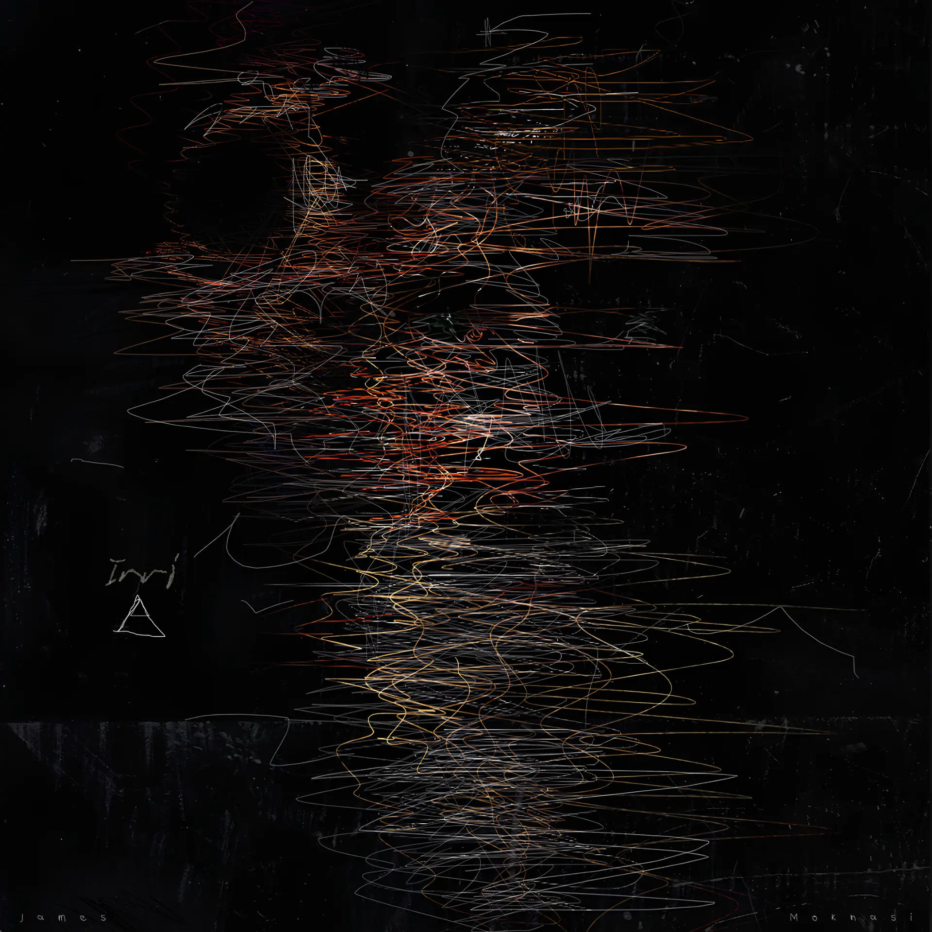 Night Office, 2024. Mixed media, Linen mounted on board, 100 × 100 cm.